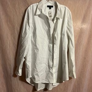 Lane Bryant white button down shirt without pockets